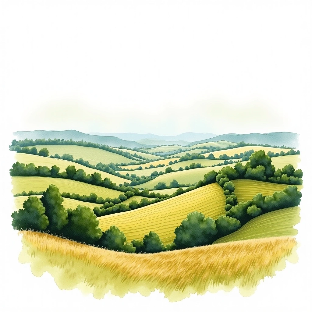 อาลซาส กรอง ครู บรันด์ wine region — watercolor illustration