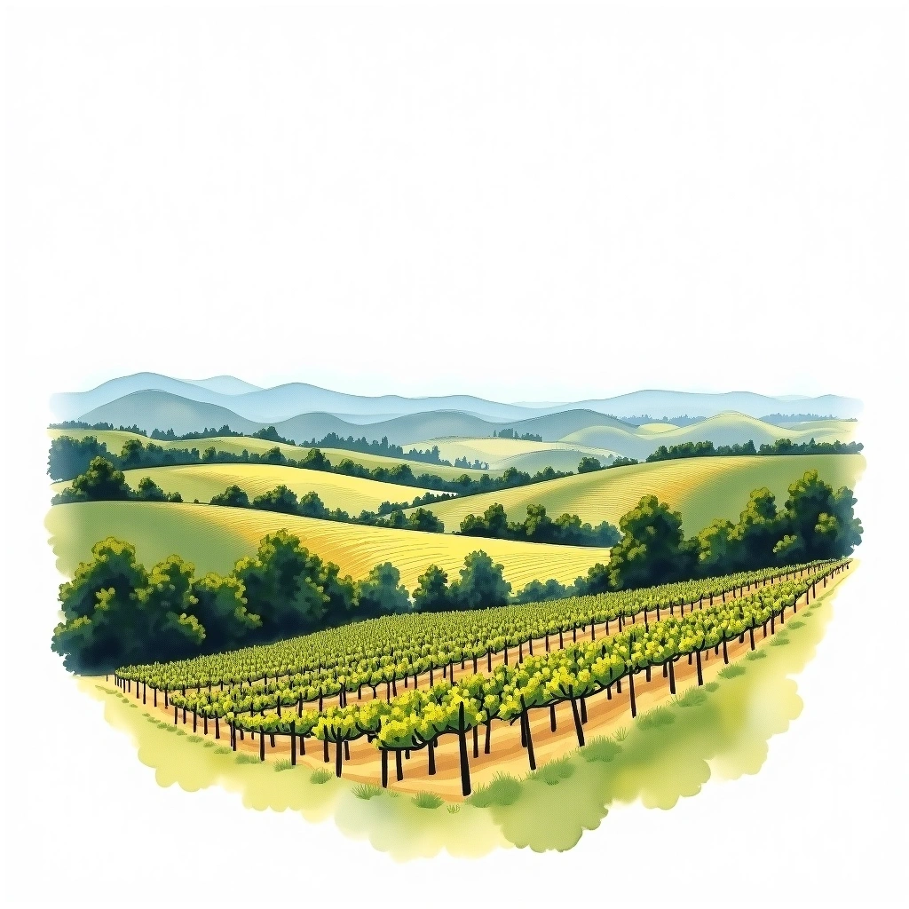 Amador County wine region — watercolor illustration