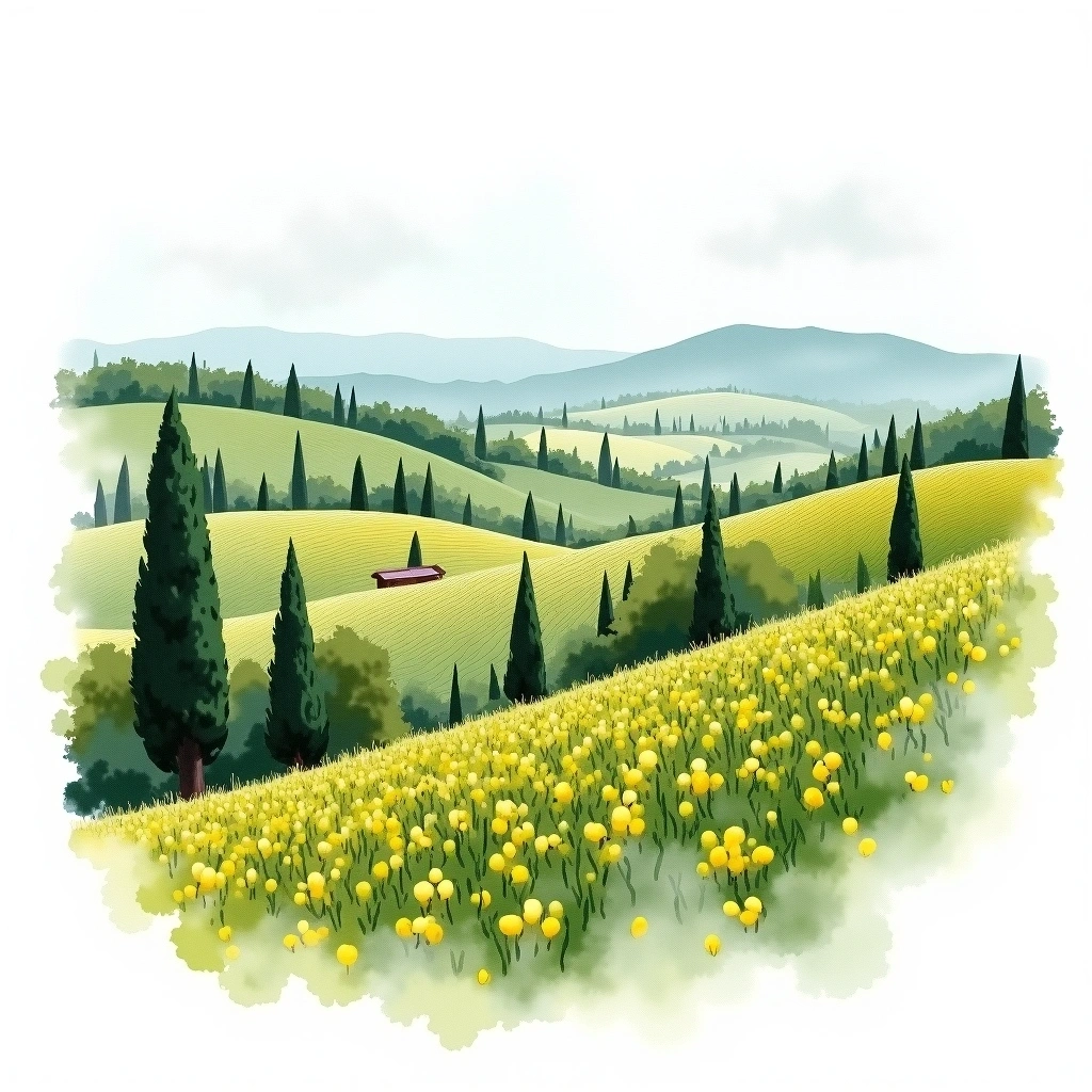 Amarone della Valpolicella Classico wine region — watercolor illustration