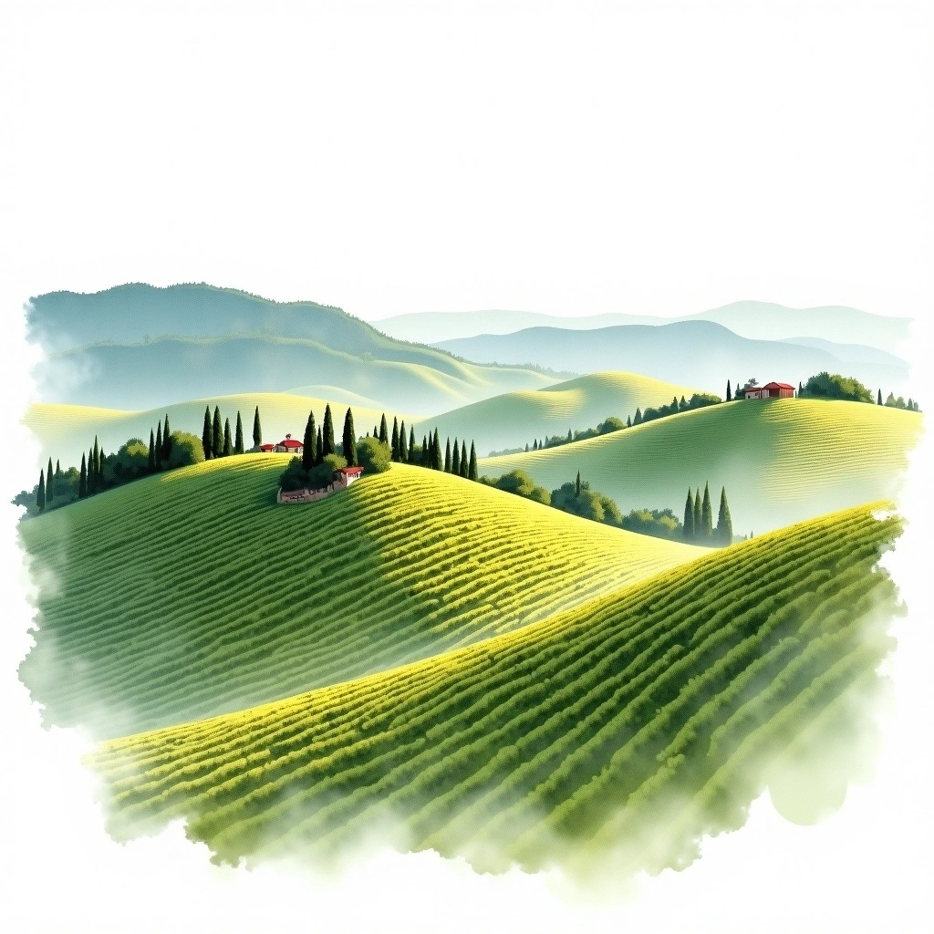 Amarone della Valpolicella wine region — watercolor illustration