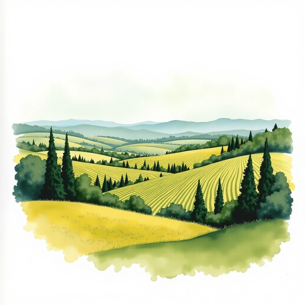 Anderson Valley wine region — watercolor illustration