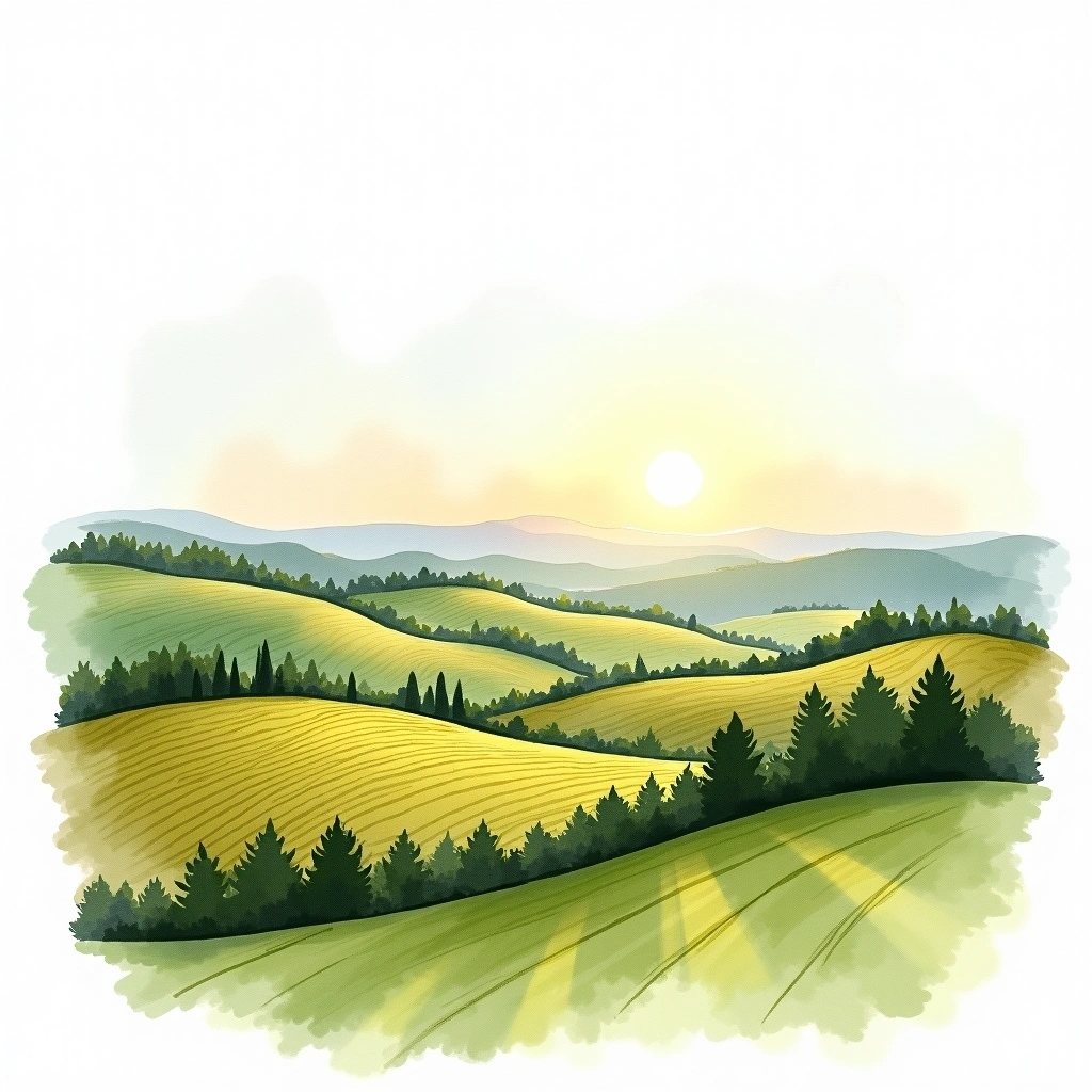 Anjou wine region — watercolor illustration