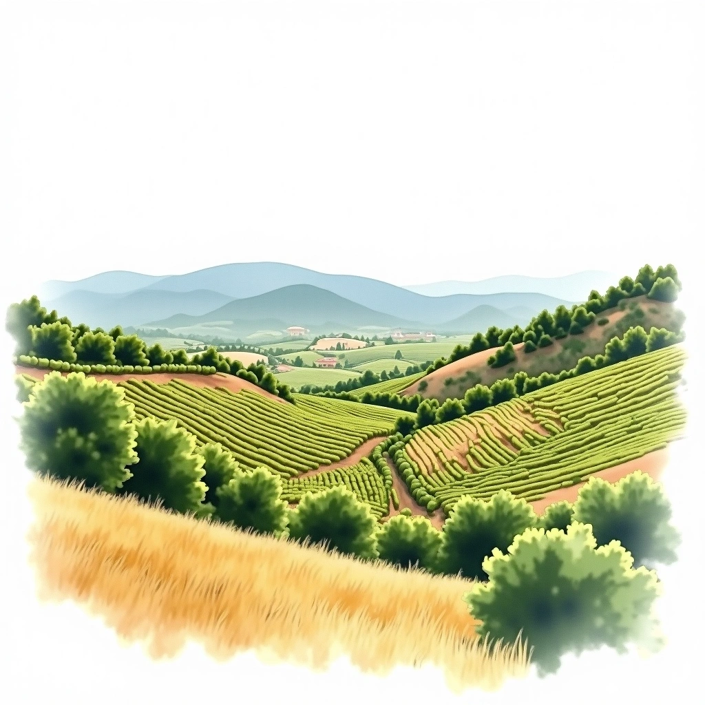 Aragón wine region — watercolor illustration