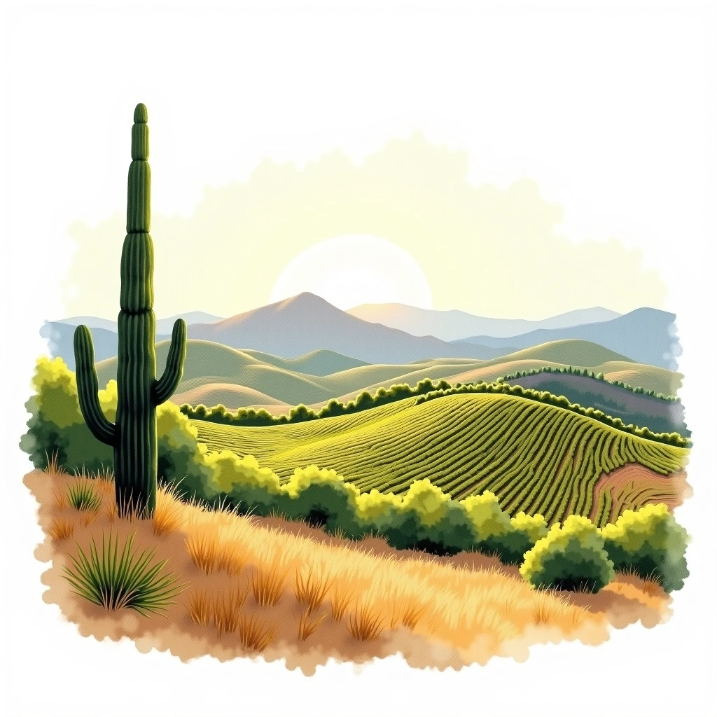 Arizona wine region — watercolor illustration