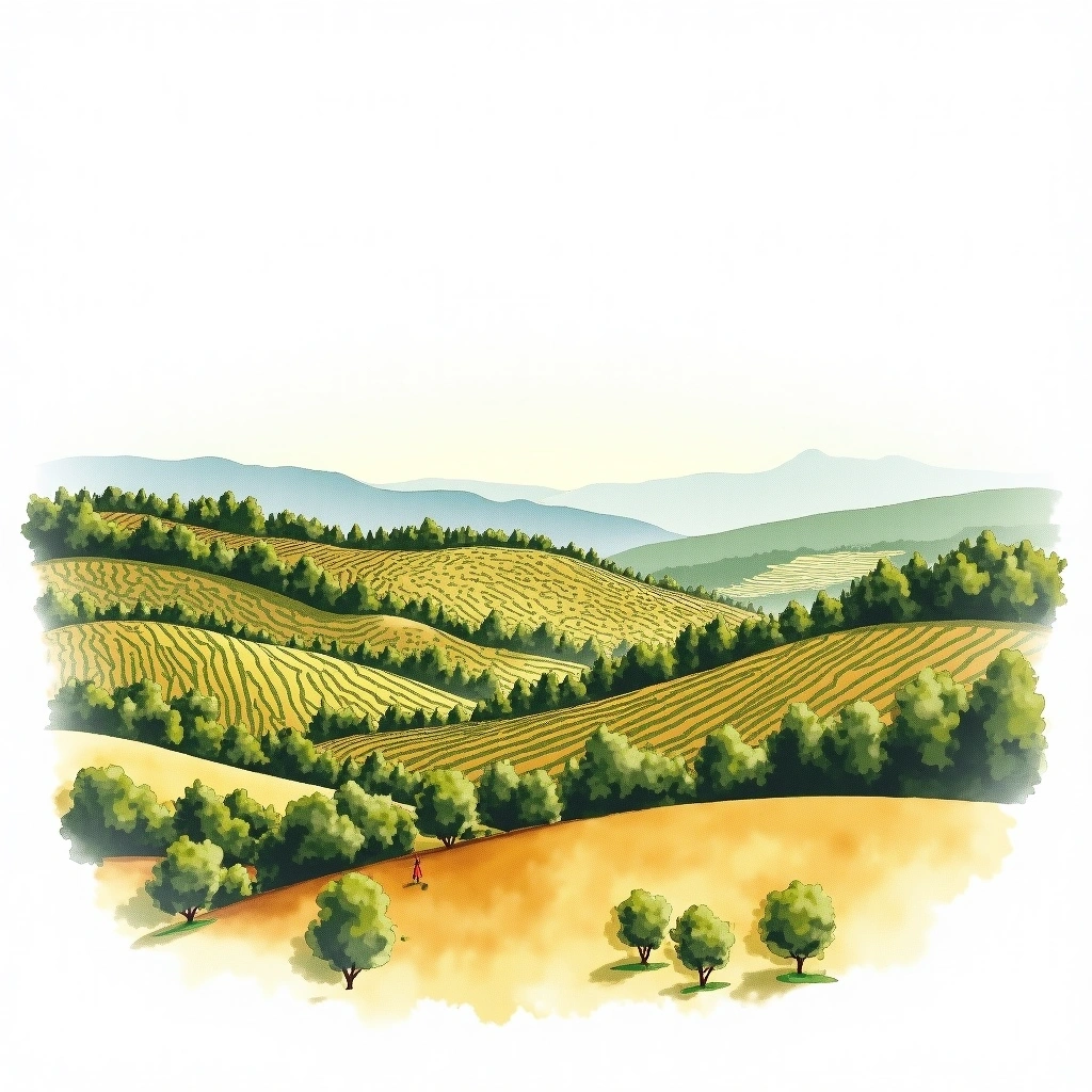 Atlàntida wine region — watercolor illustration