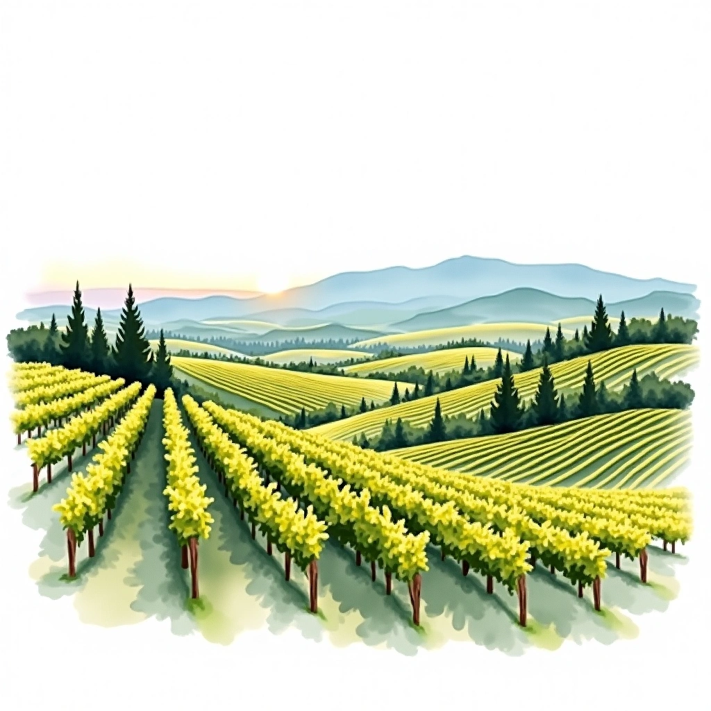 Atlas Peak wine region — watercolor illustration