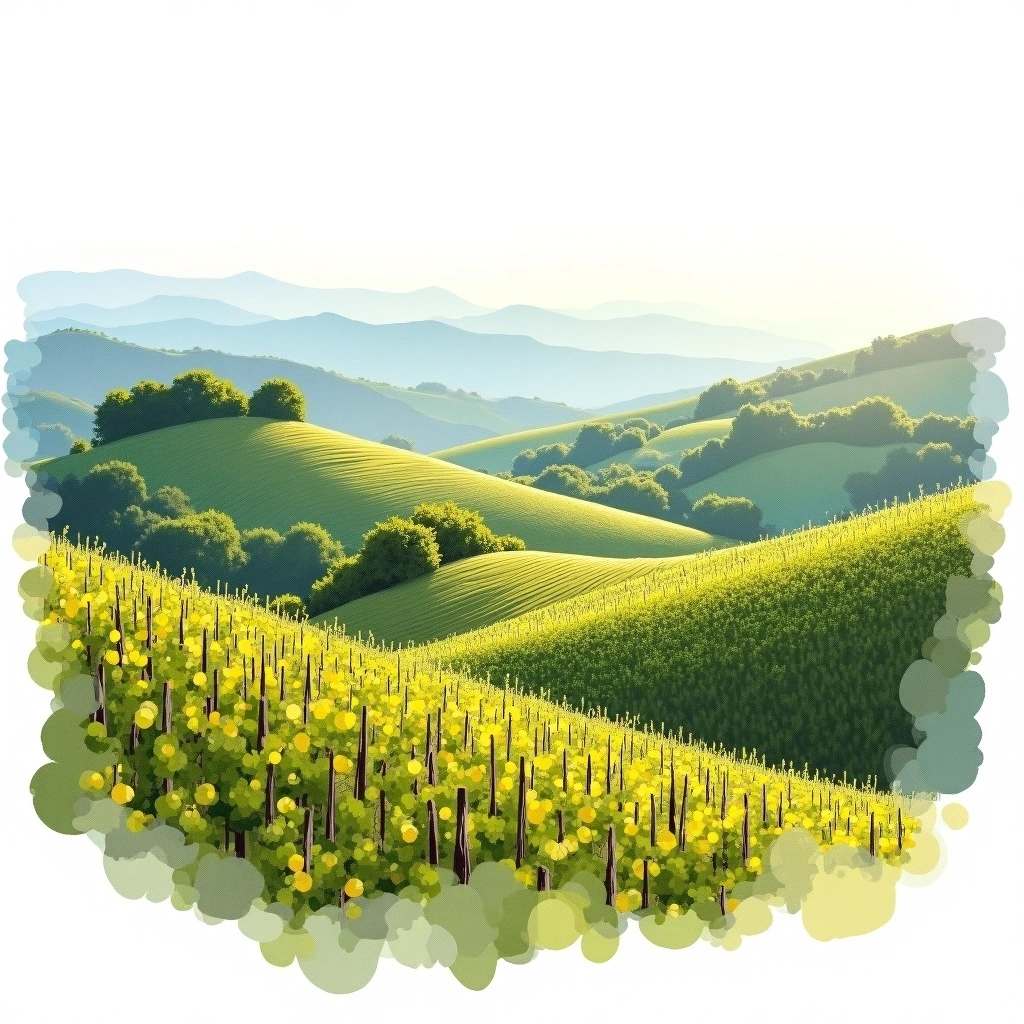 Attiki wine region — watercolor illustration