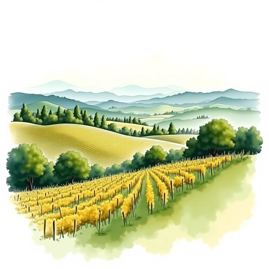 Aude wine region — watercolor illustration