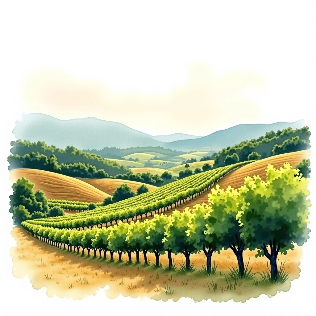 Bairrada wine region — watercolor illustration