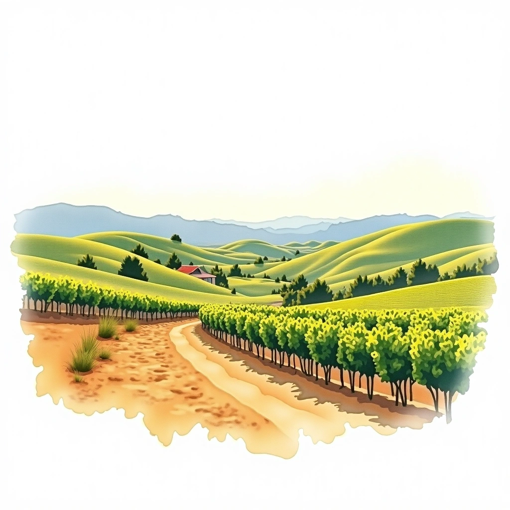 Baja California wine region — watercolor illustration