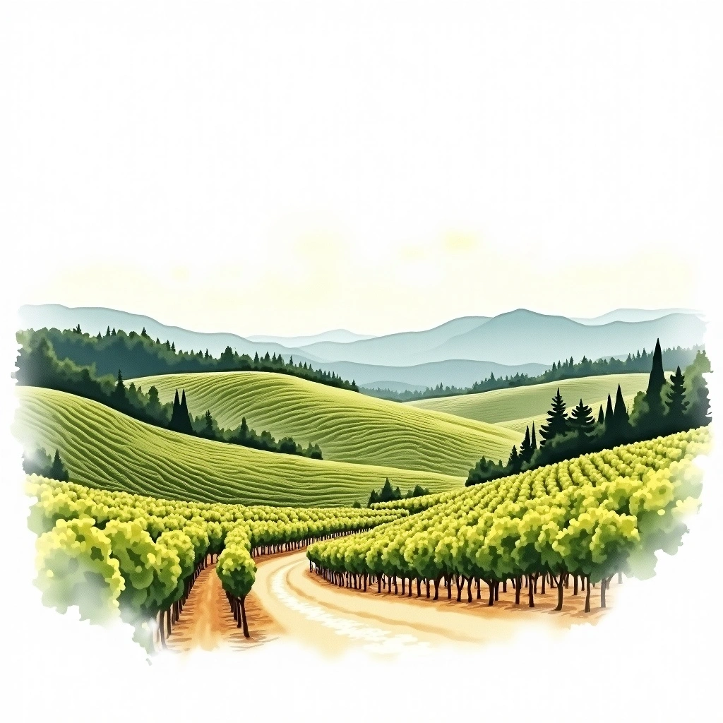 Ballard Canyon wine region — watercolor illustration