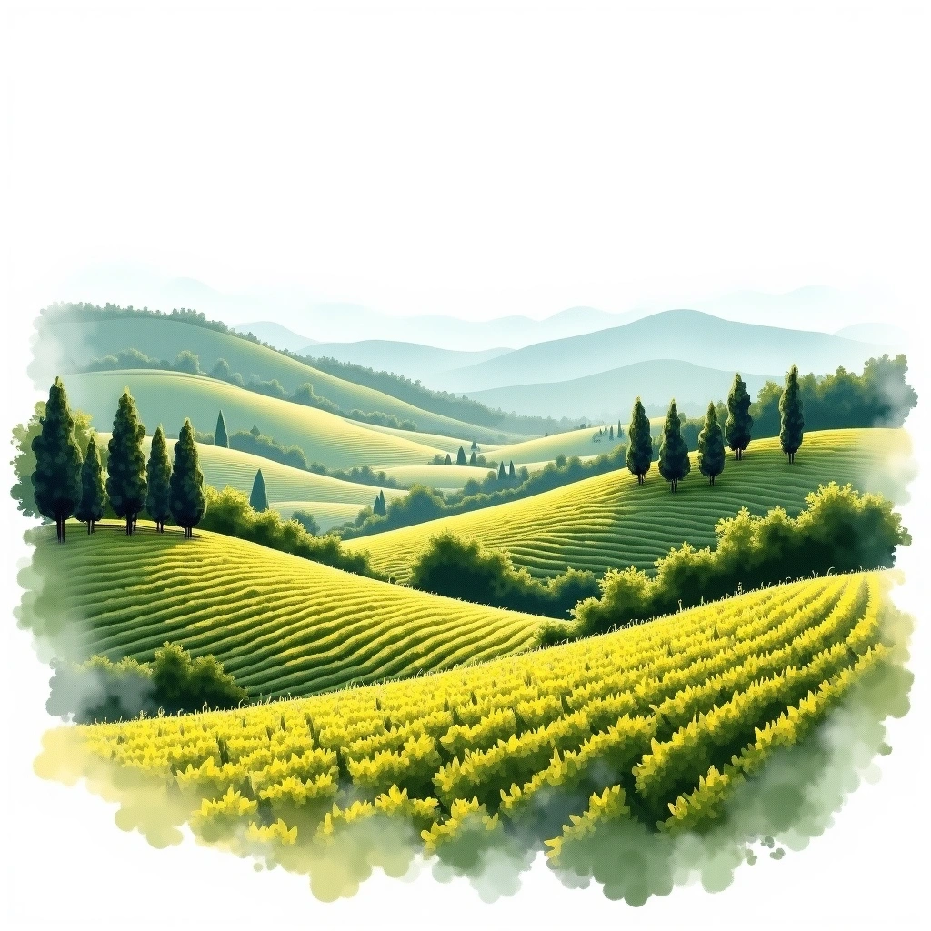 Barbaresco wine region — watercolor illustration