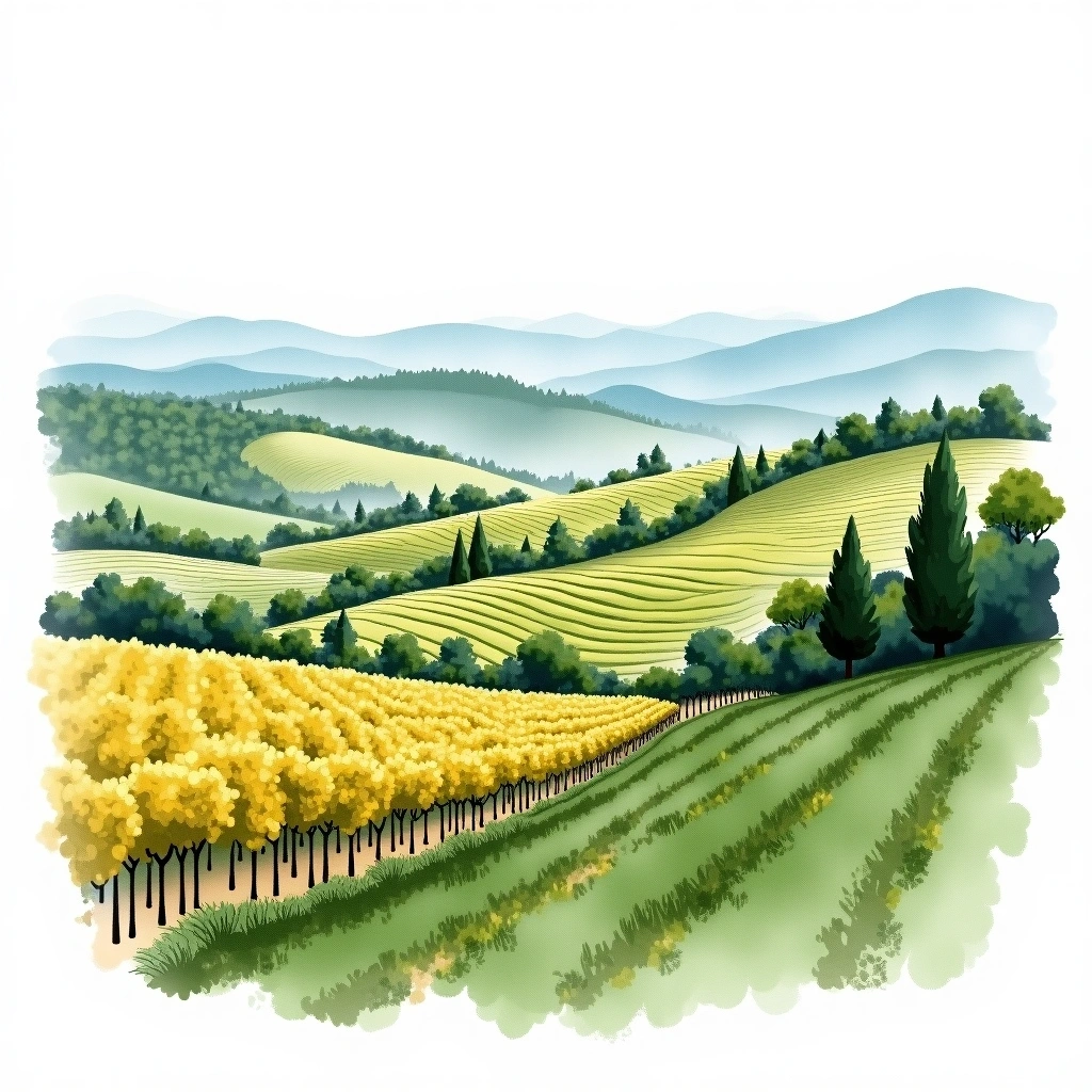 Bardolino Classico wine region — watercolor illustration