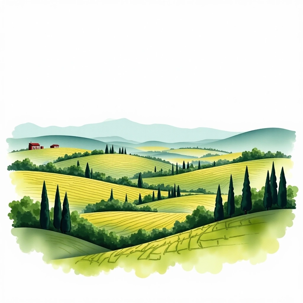 Bardolino wine region — watercolor illustration