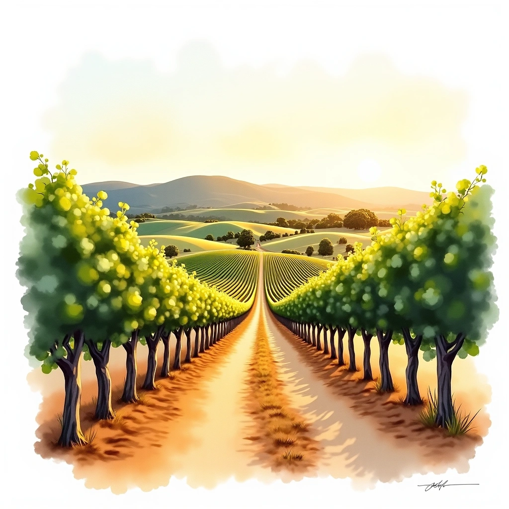 Barossa Valley wine region — watercolor illustration