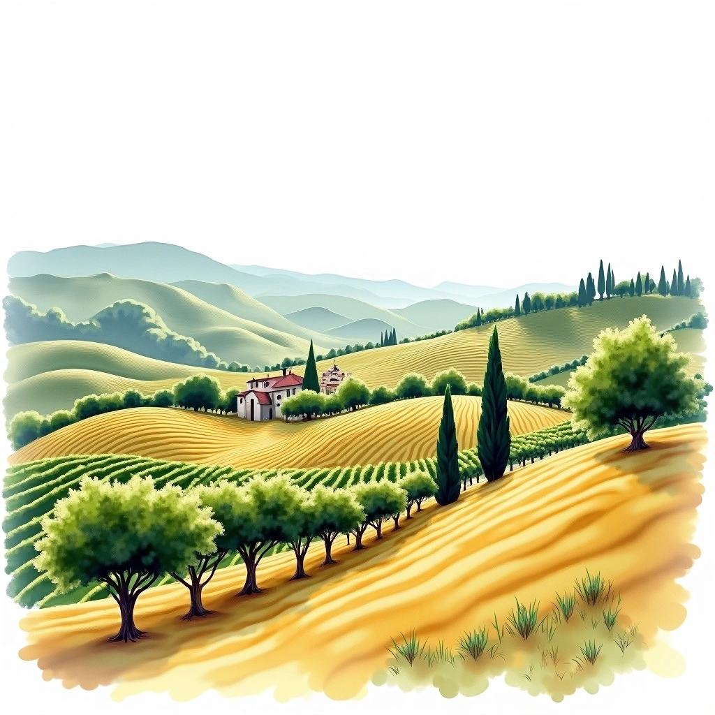 Basilicata wine region — watercolor illustration