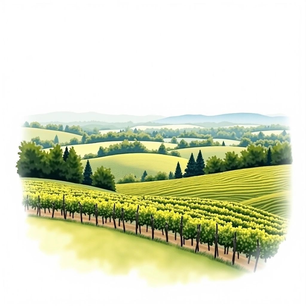 Beamsville Bench wine region — watercolor illustration