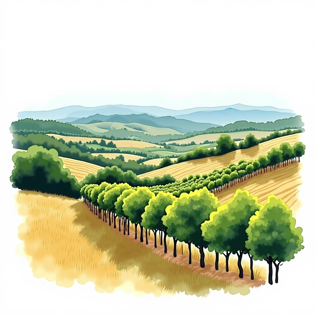 Beaumes-de-Venise wine region — watercolor illustration