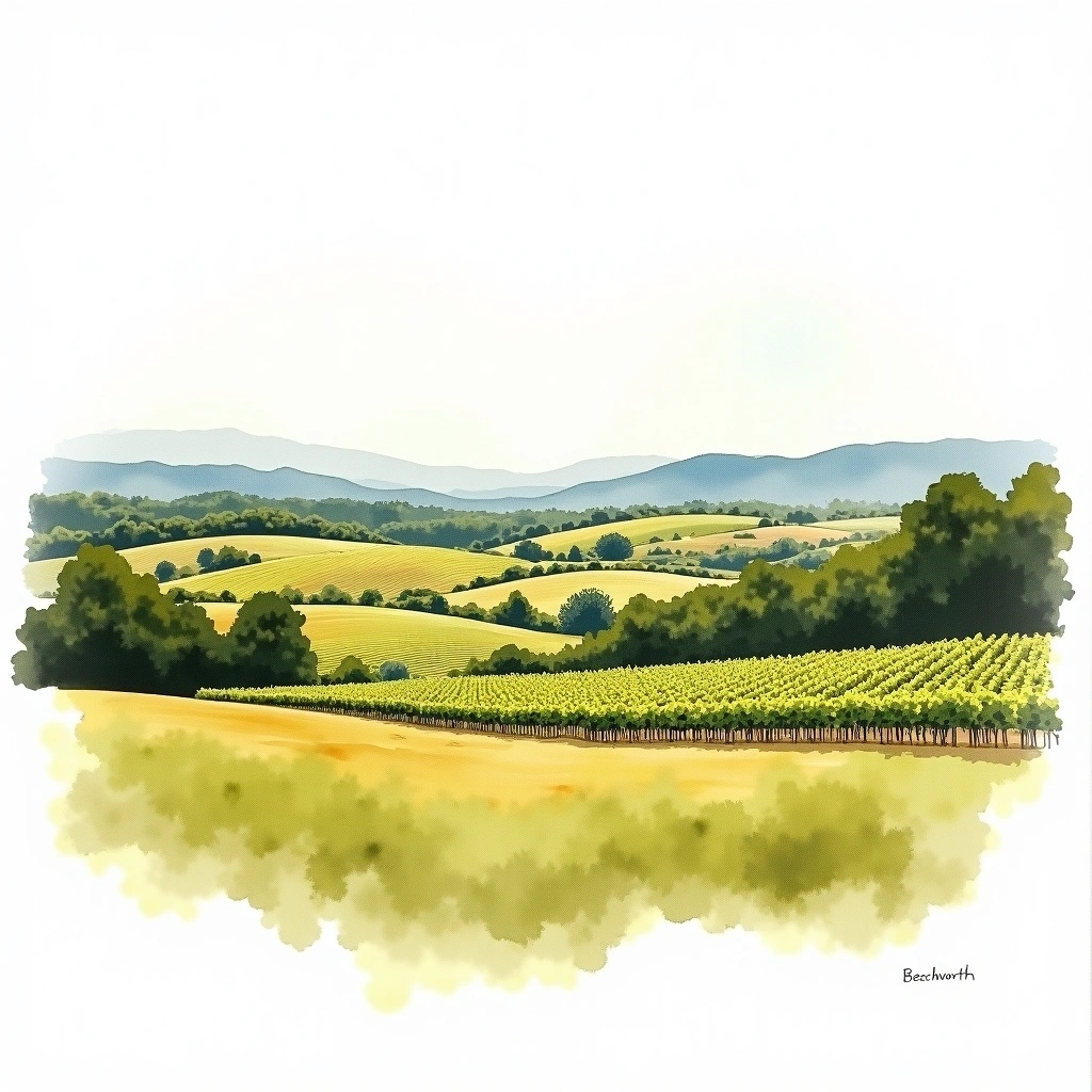 Beechworth wine region — watercolor illustration