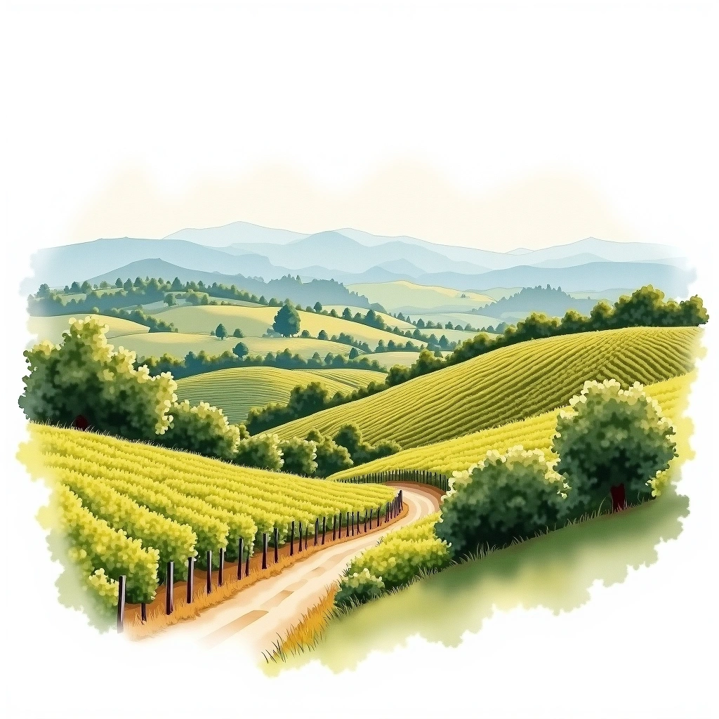 Beira Interior wine region — watercolor illustration