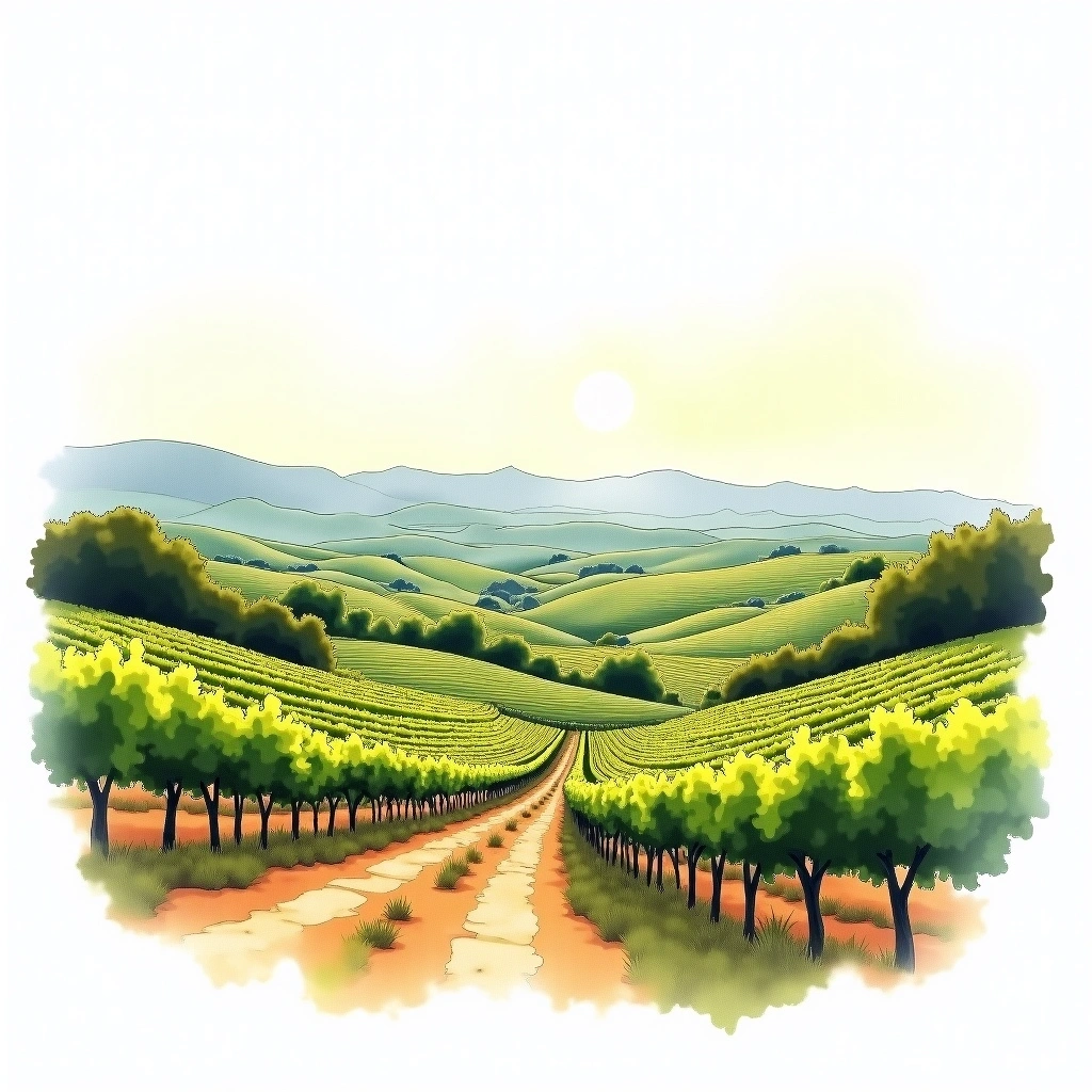 Bekaa Valley wine region — watercolor illustration