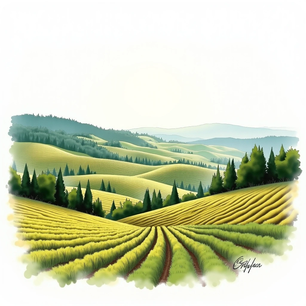 Bianco di Custoza wine region — watercolor illustration