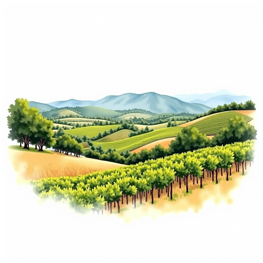 Bierzo wine region — watercolor illustration