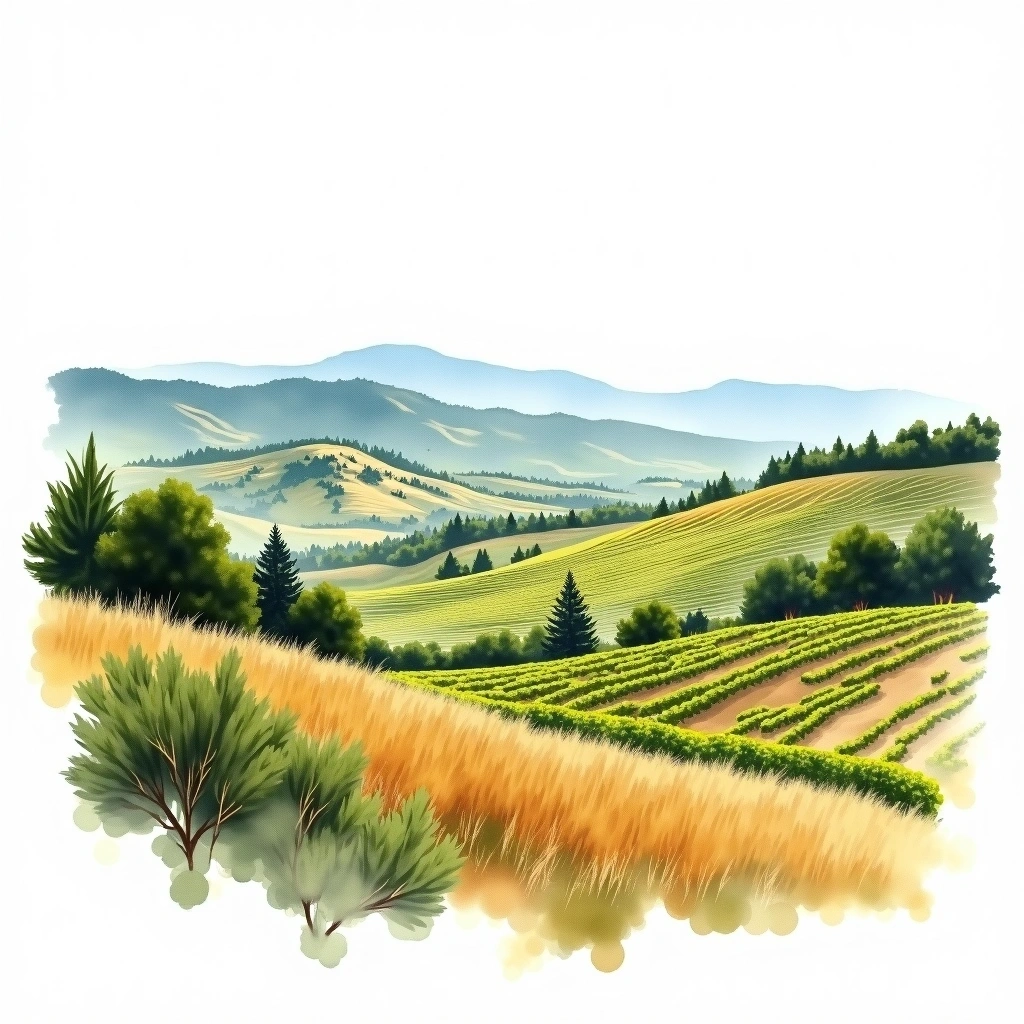 Binissalem-Mallorca wine region — watercolor illustration