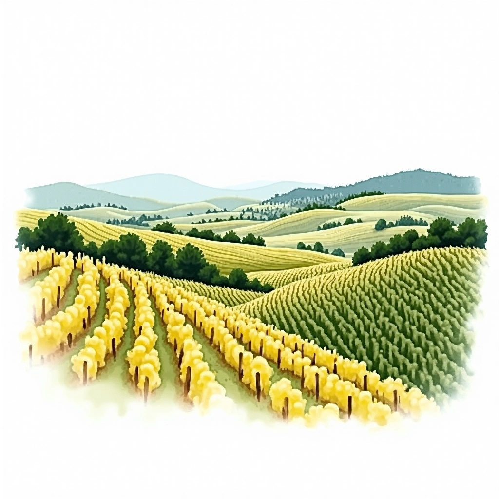 Blanquette de Limoux wine region — watercolor illustration