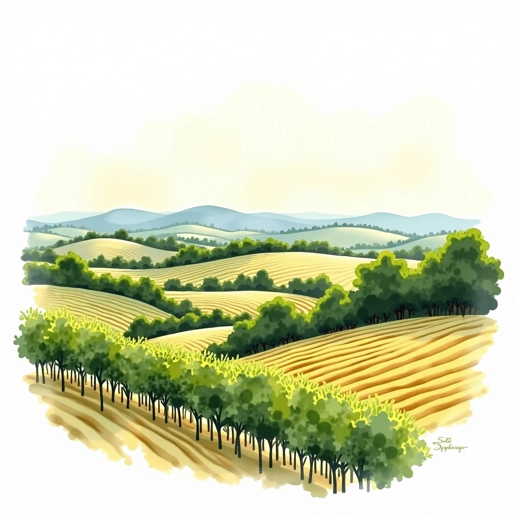 Bordeaux Supérieur wine region — watercolor illustration