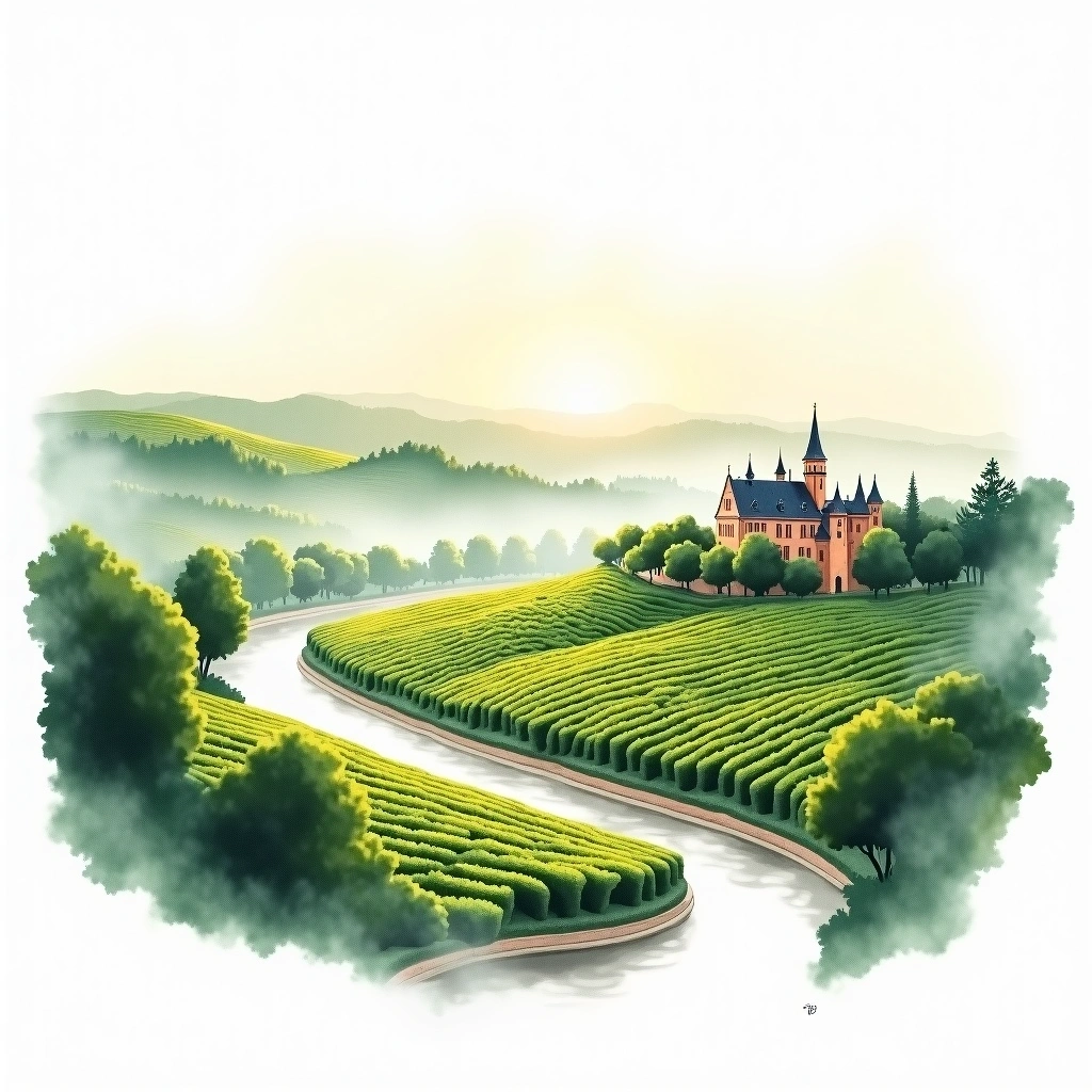 Bordeaux wine region — watercolor illustration