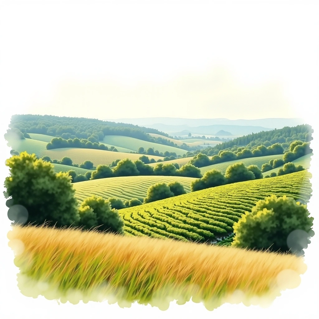 Bourgogne Hautes-Côtes de Beaune wine region — watercolor illustration