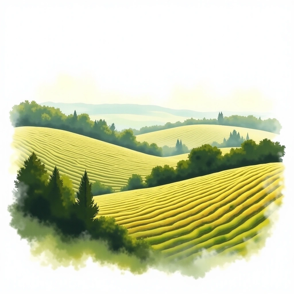 Bourgogne wine region — watercolor illustration