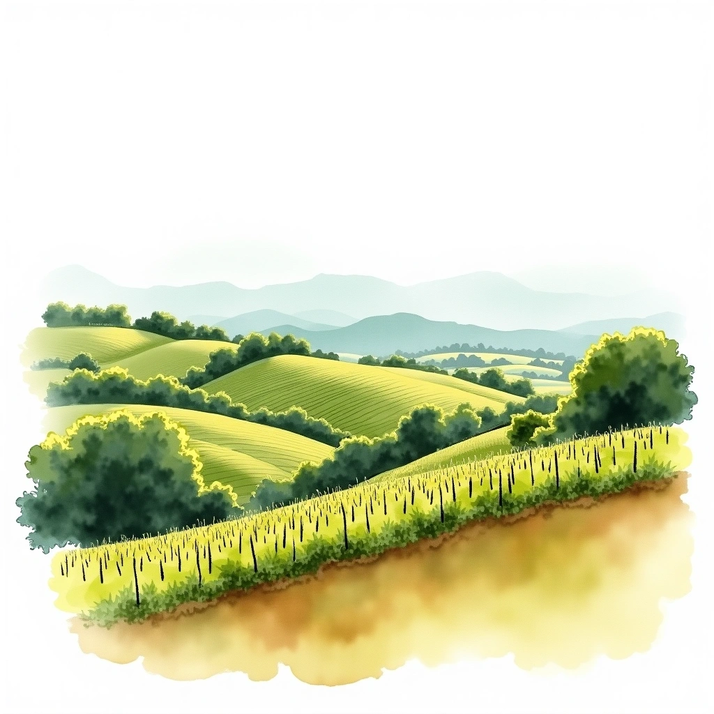 Bourgueil wine region — watercolor illustration