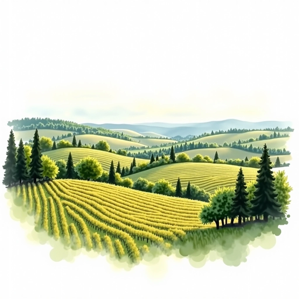 Brauneberg wine region — watercolor illustration