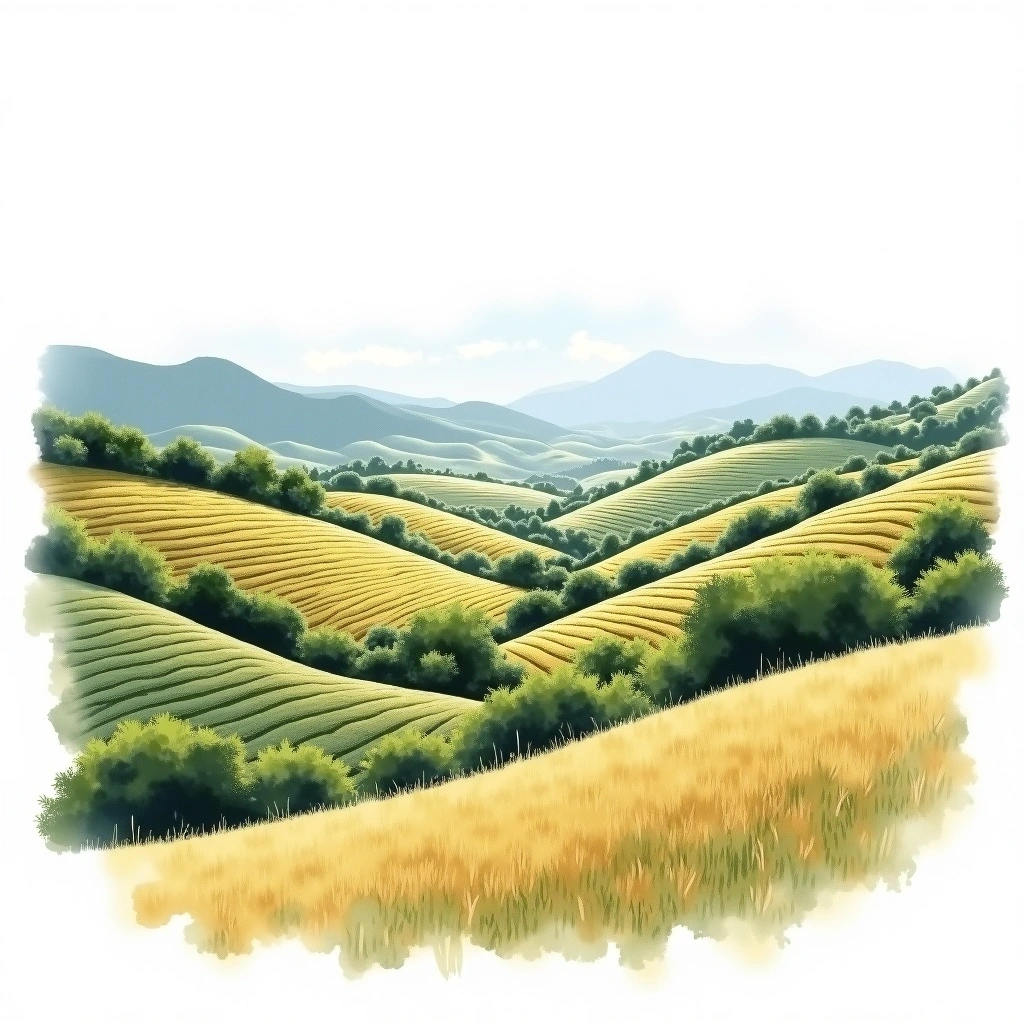 Breede River Valley wine region — watercolor illustration