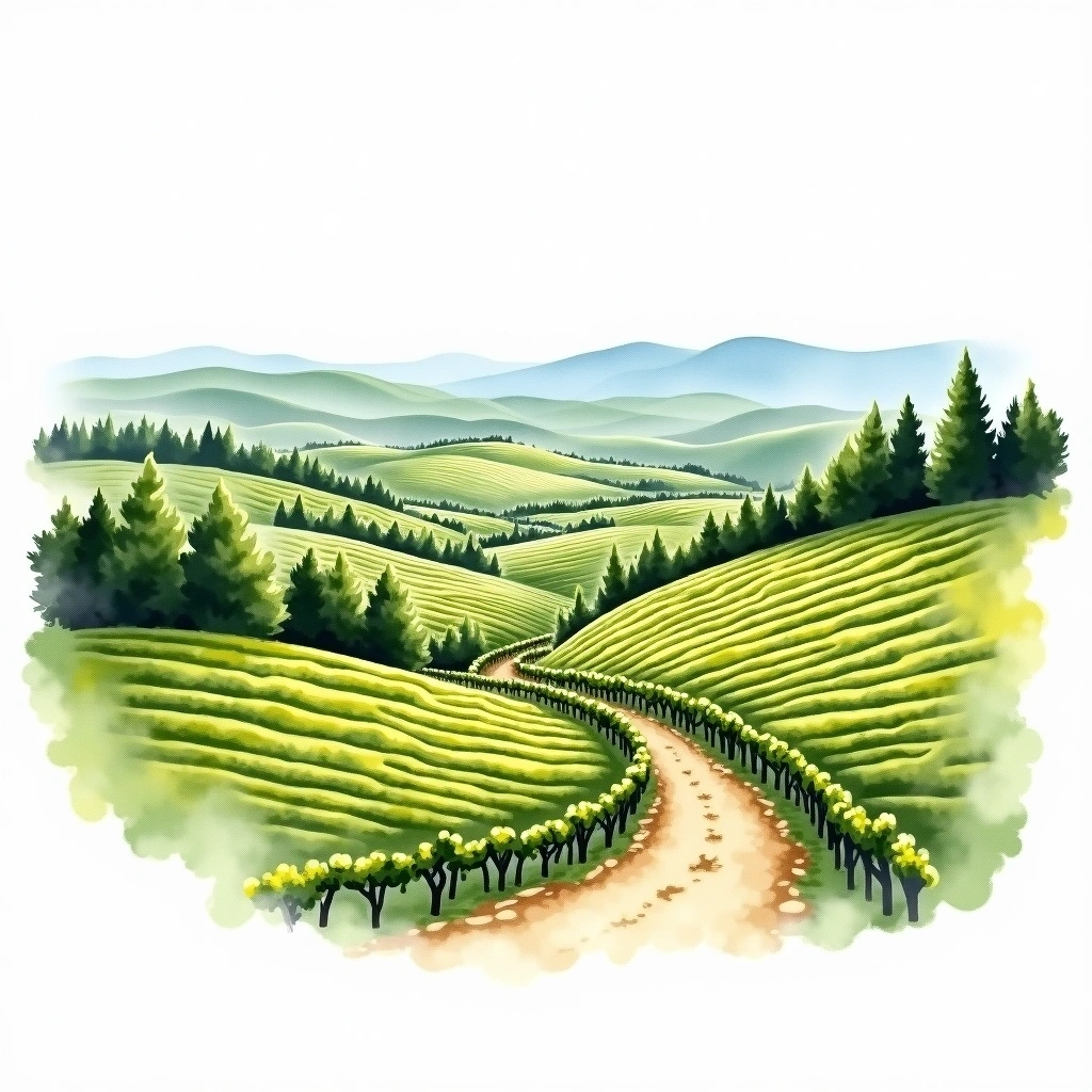 Breganze wine region — watercolor illustration