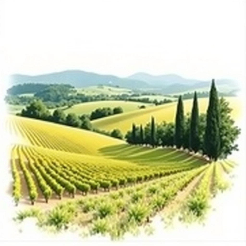 Brunello di Montalcino wine region — watercolor illustration