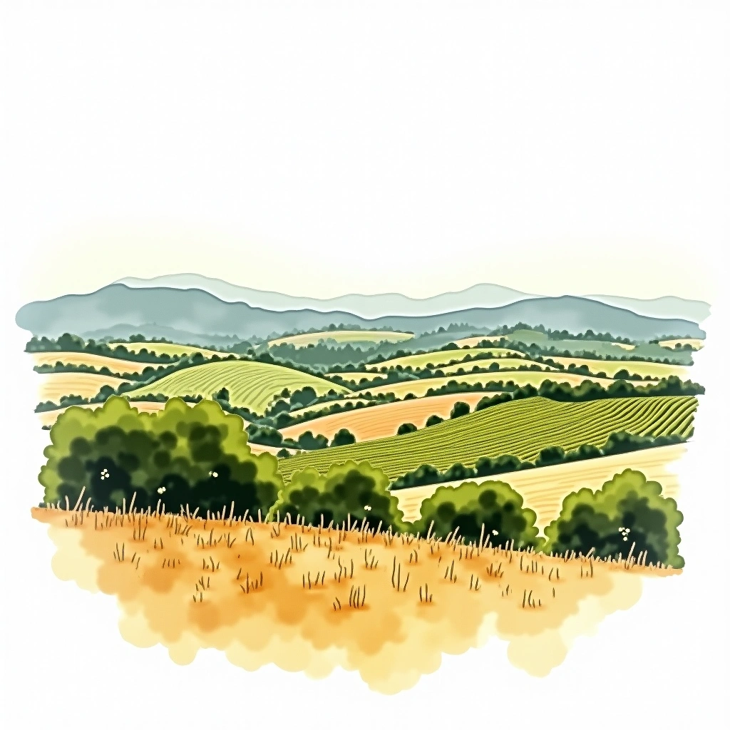 Cabardès wine region — watercolor illustration