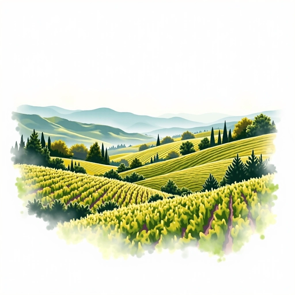 Cachapoal Valley wine region — watercolor illustration