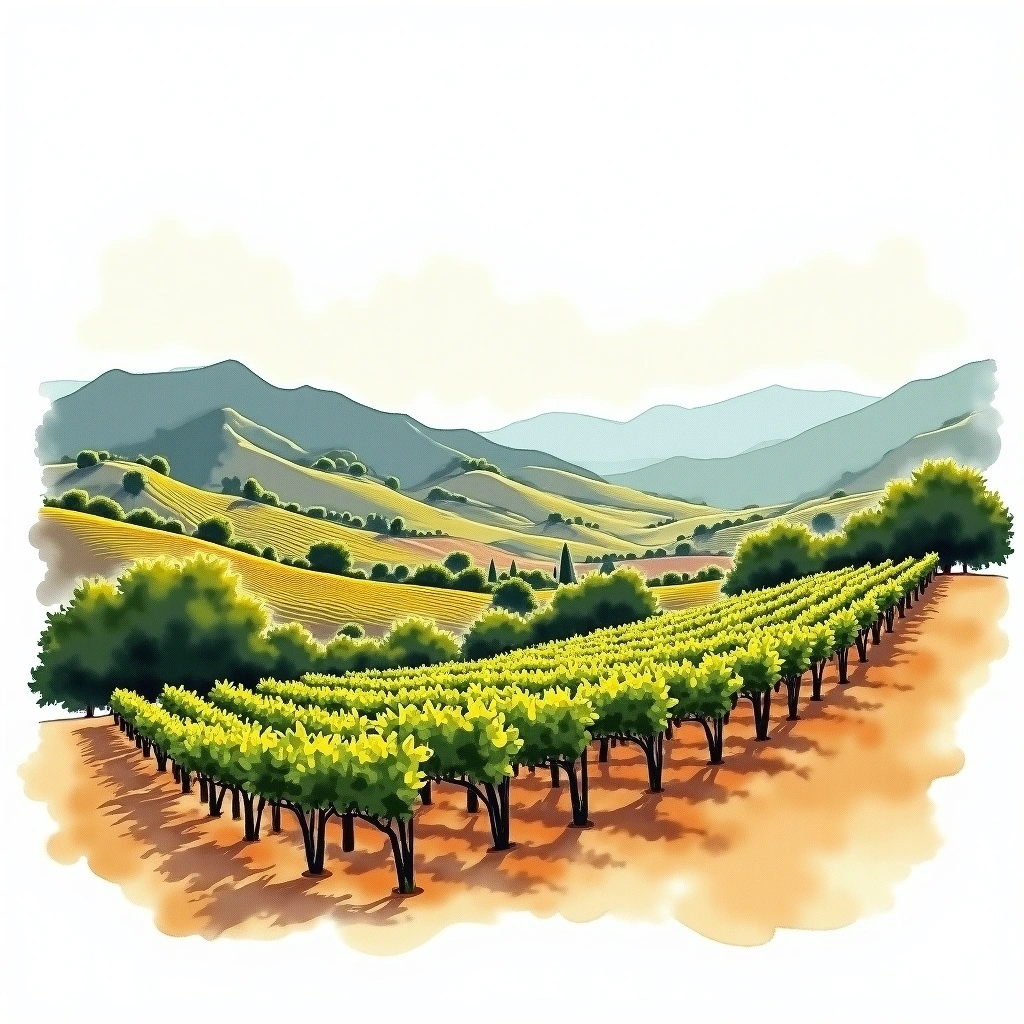 Cafayate Valley wine region — watercolor illustration