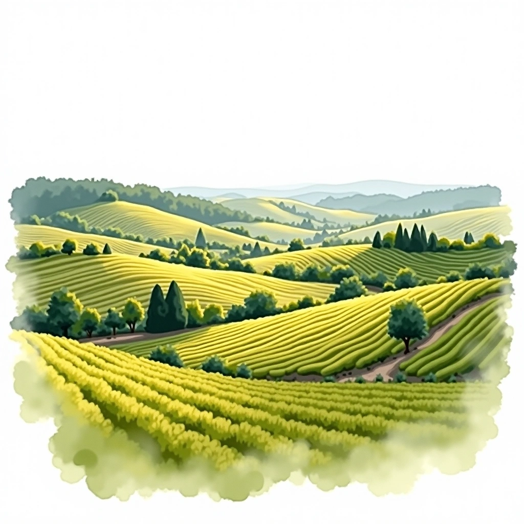 Cahors wine region — watercolor illustration