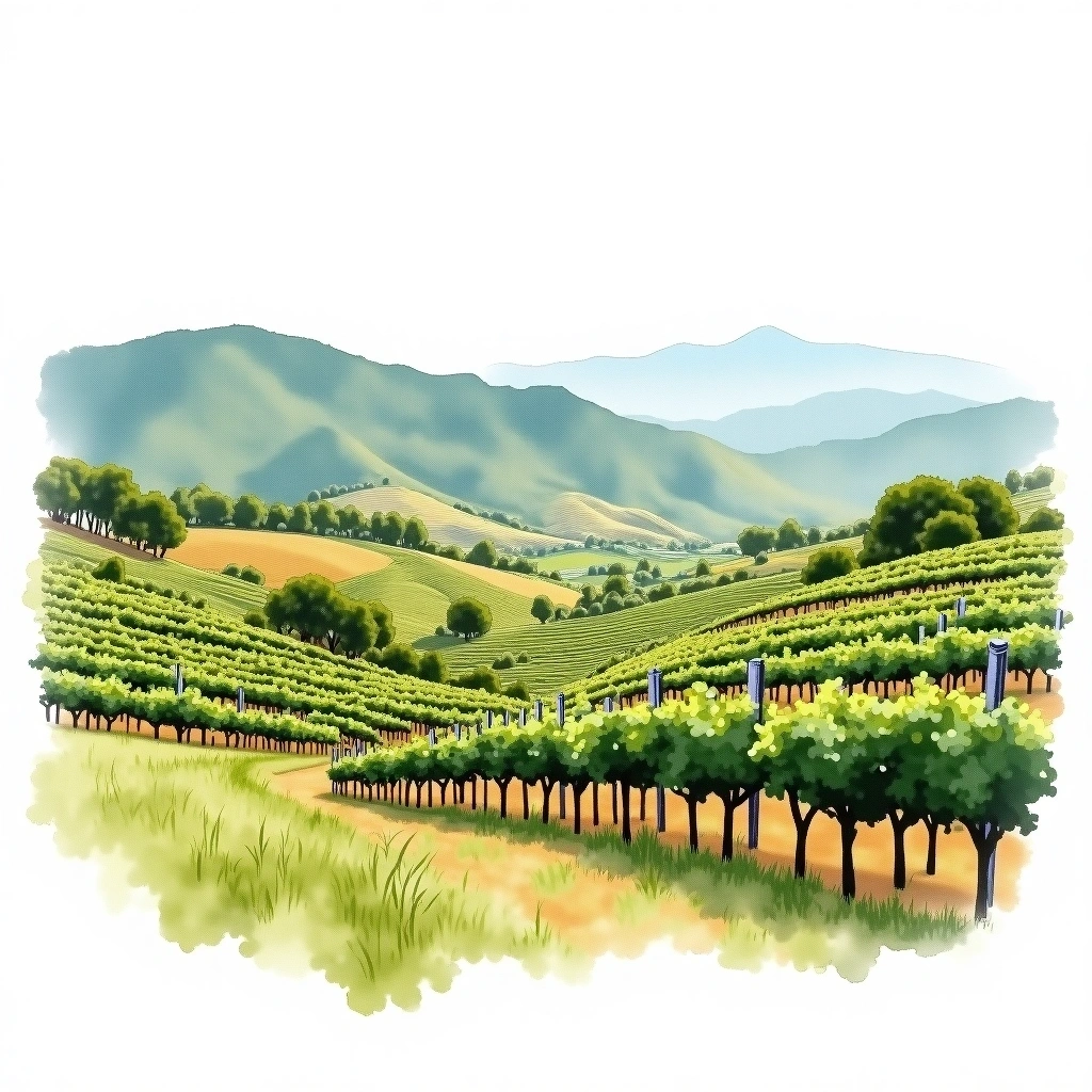 Calchaqui Valley wine region — watercolor illustration