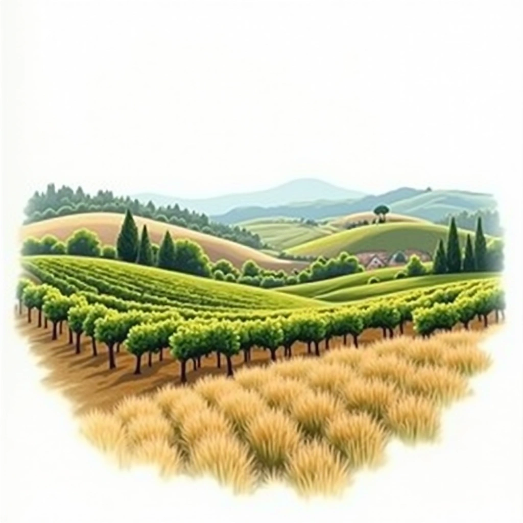 California wine region — watercolor illustration