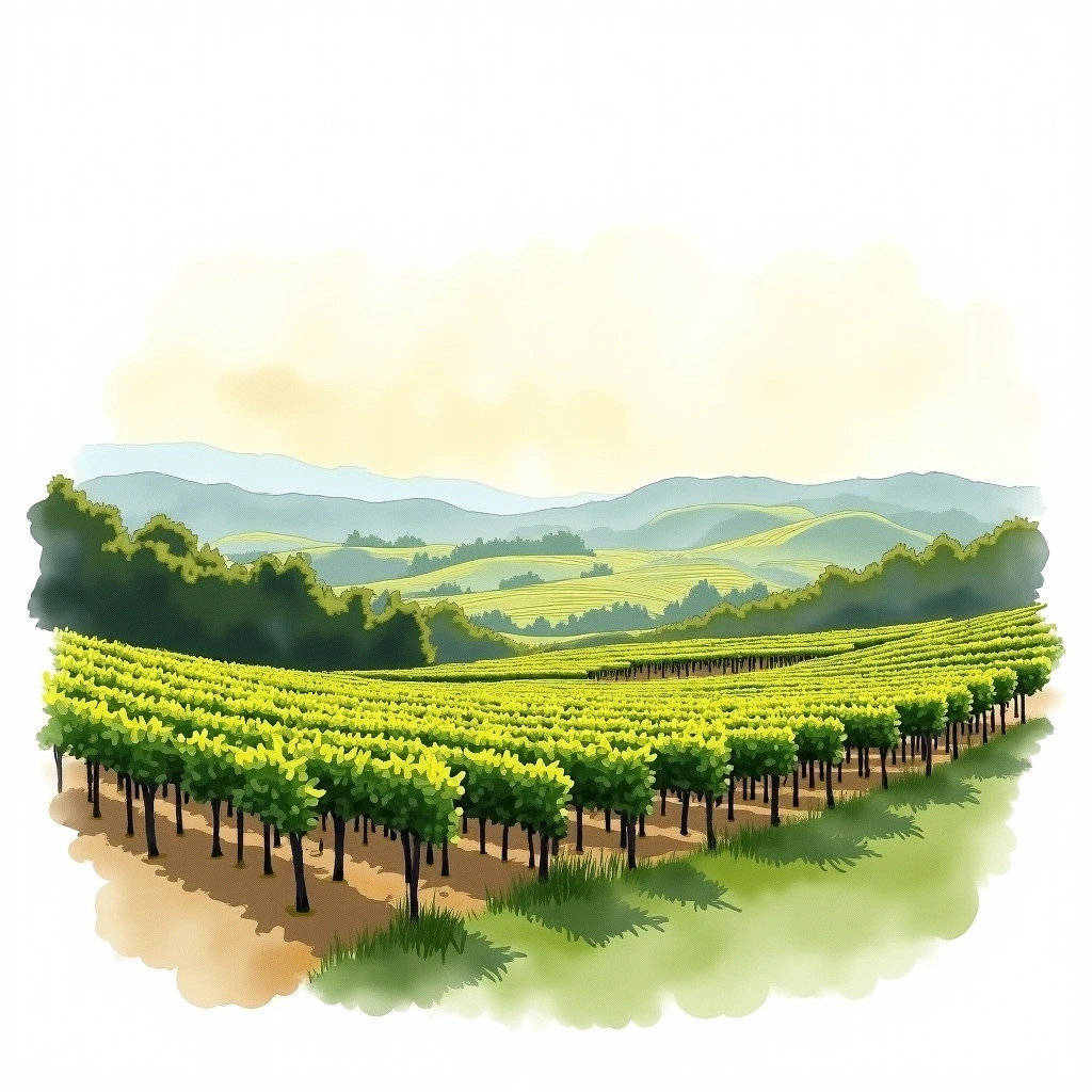 Campanha Gaúcha wine region — watercolor illustration