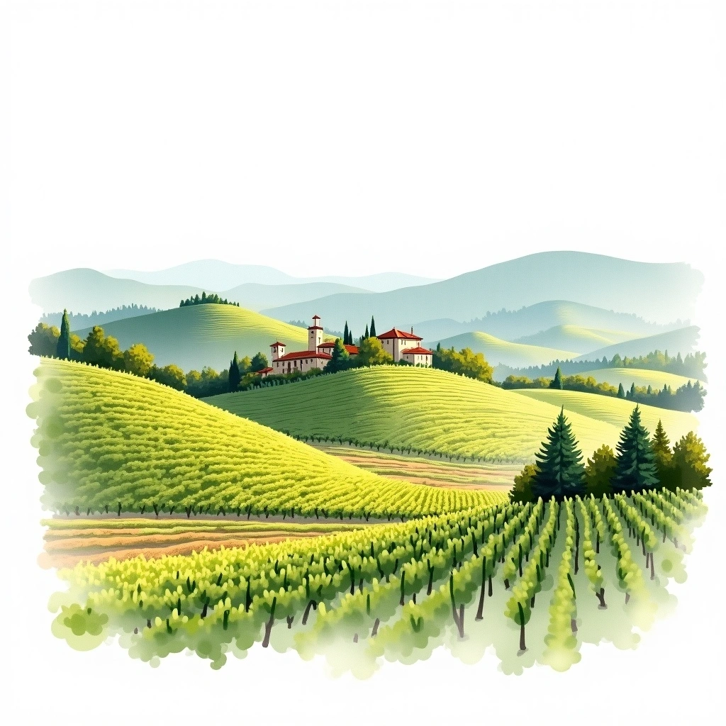 Campania wine region — watercolor illustration