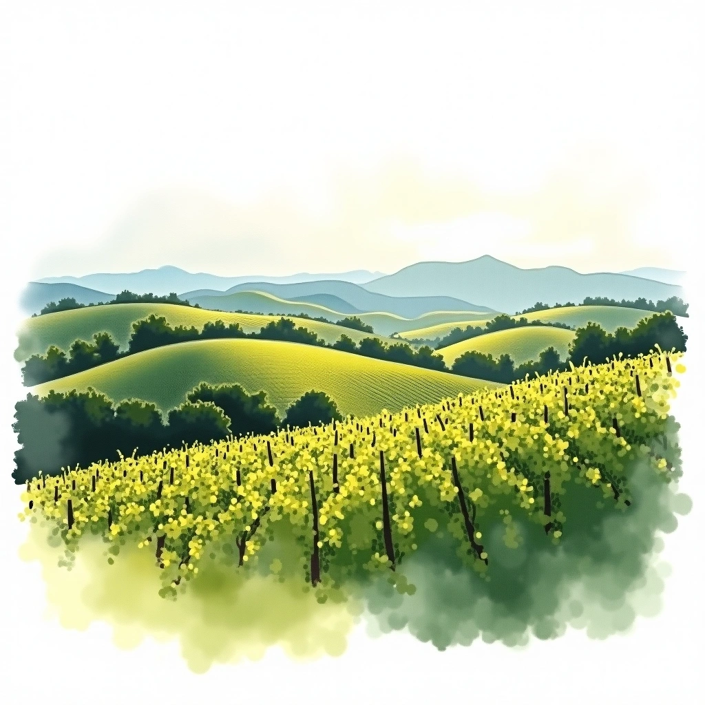 Campos de Cima da Serra wine region — watercolor illustration