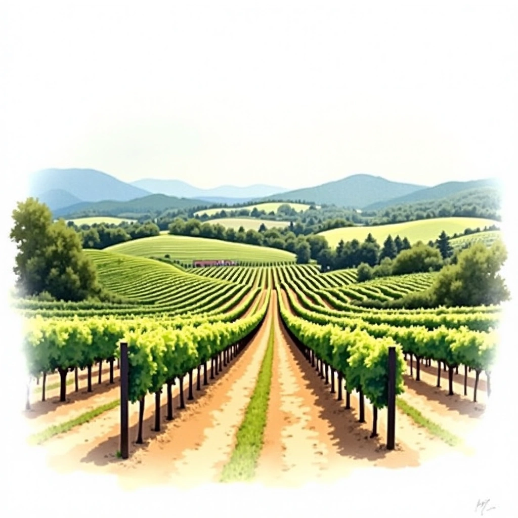 Canberra District wine region — watercolor illustration