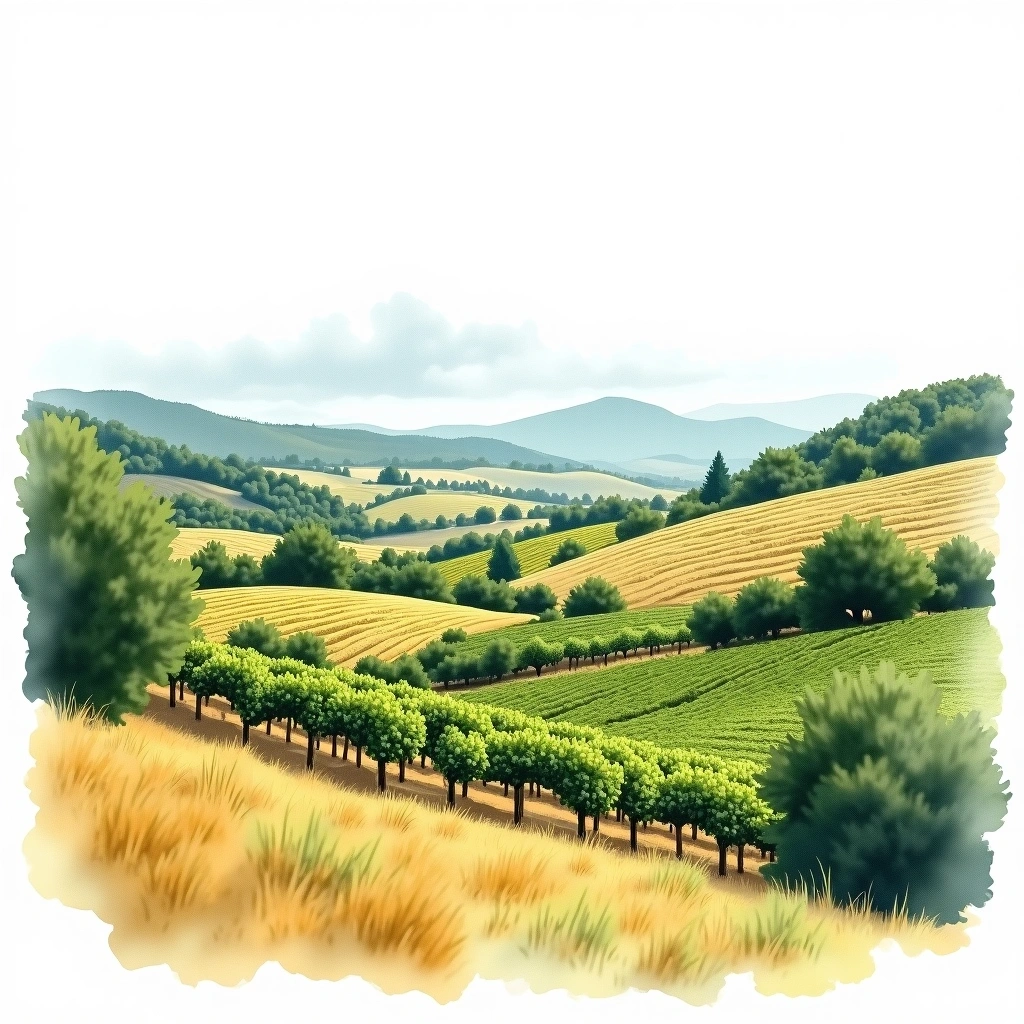 Cariñena wine region — watercolor illustration