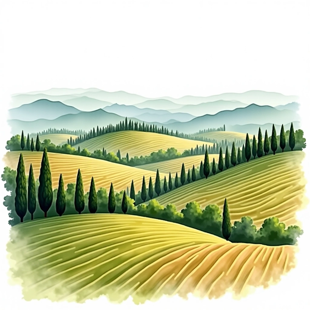 Carmignano wine region — watercolor illustration